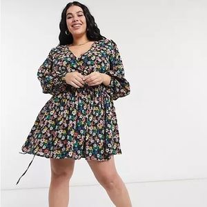 Asos Design Curve Wrap Dress with Dark-Based Floral Print